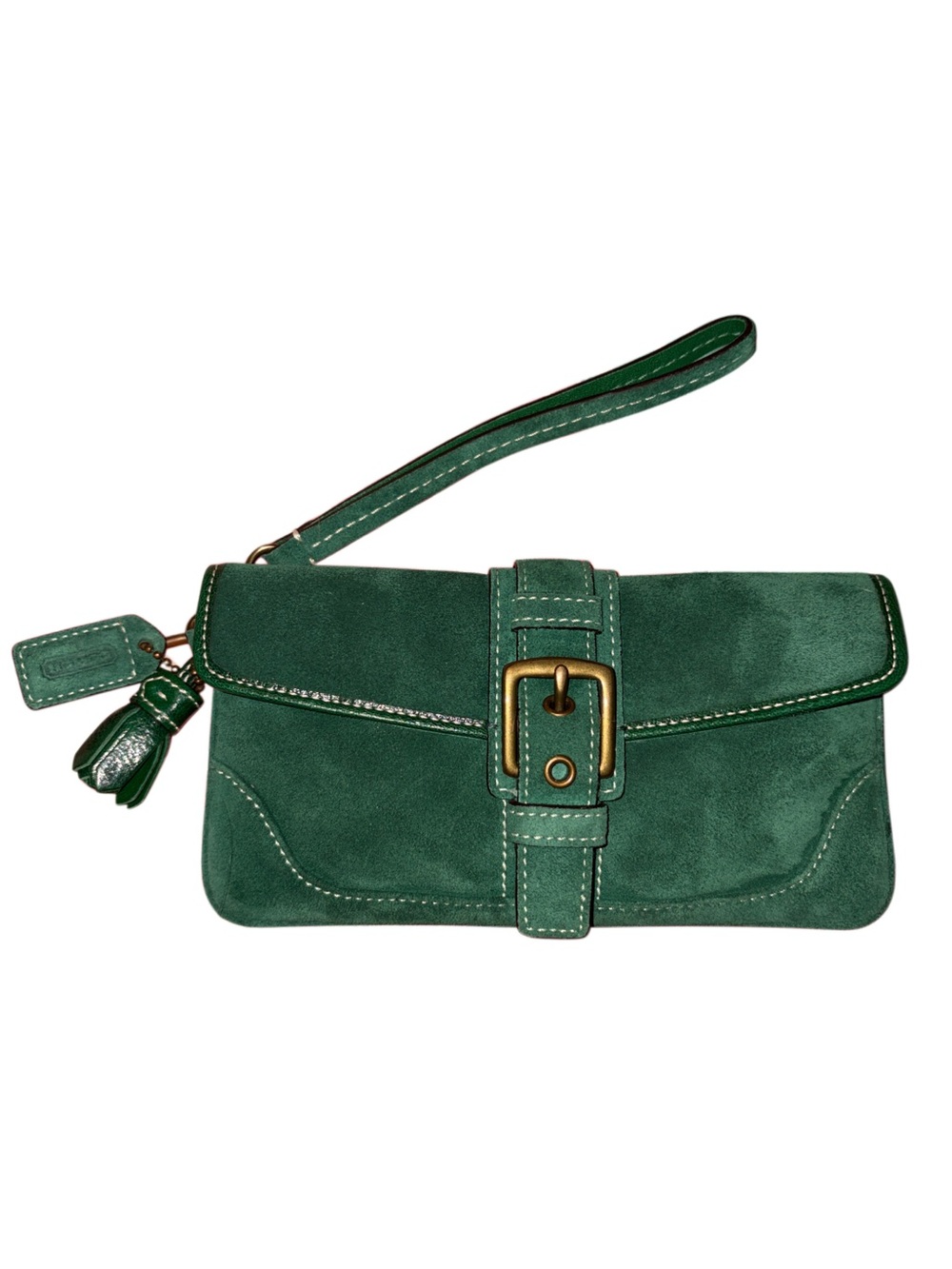 Coach Vintage 2004 Y2K Hamptons Suede Wristlet in Emerald 5869